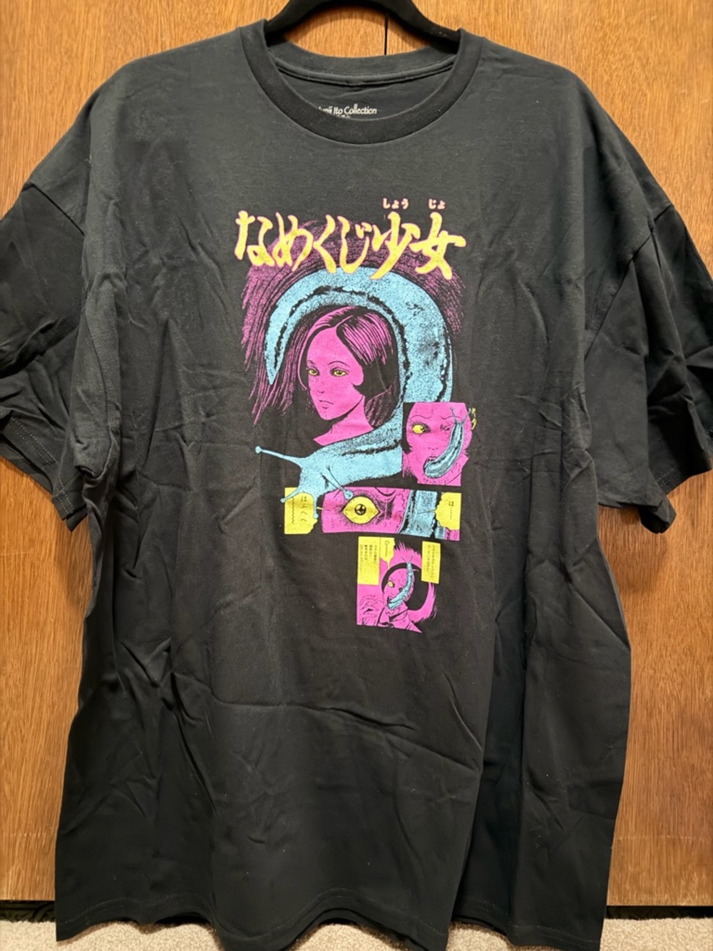 Junji Ito Graphic Short Sleeve Tee with Neon Pink & Teal Artwork